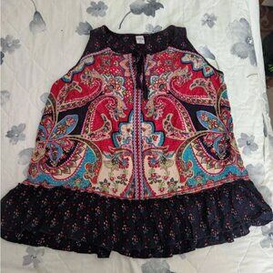 Bila Women's XXL Boho Paisley Embroidered Top